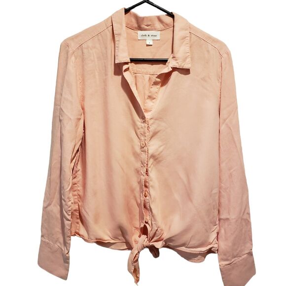Anthropologie Cloth and Stone Top Womens SMALL Button Up Tie Front Peach Boho - Picture 1 of 7